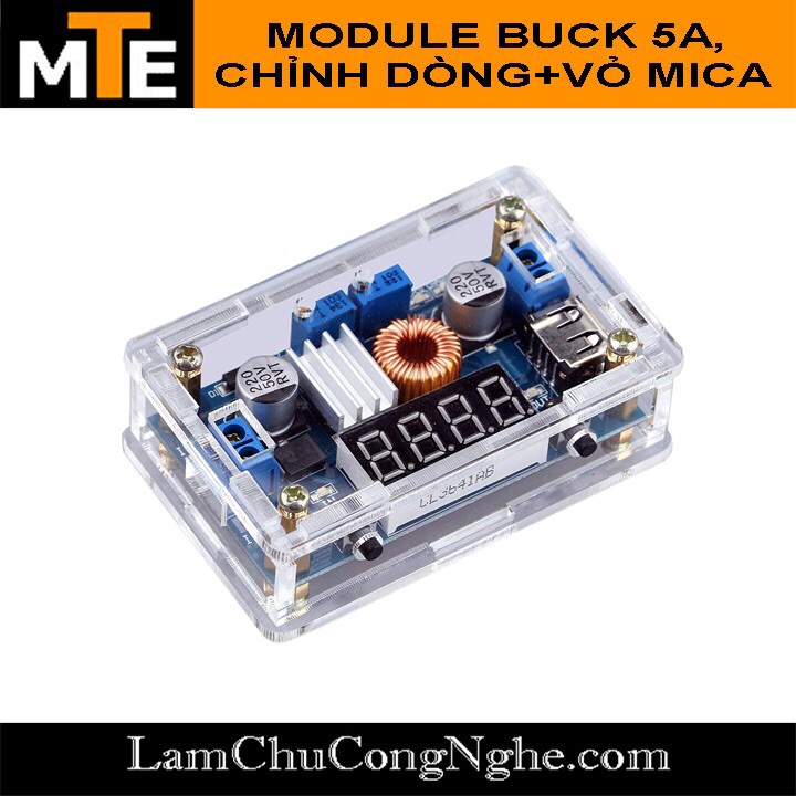Mạch nguồn hạ áp DC 5A chỉnh dòng áp hiển thị led dùng làm nguồn đa năng, sạc pin lithium