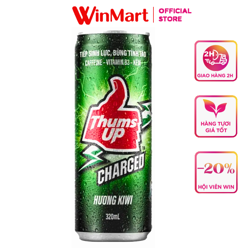 - nước tăng lực hương kiwi thums up lon 320ml