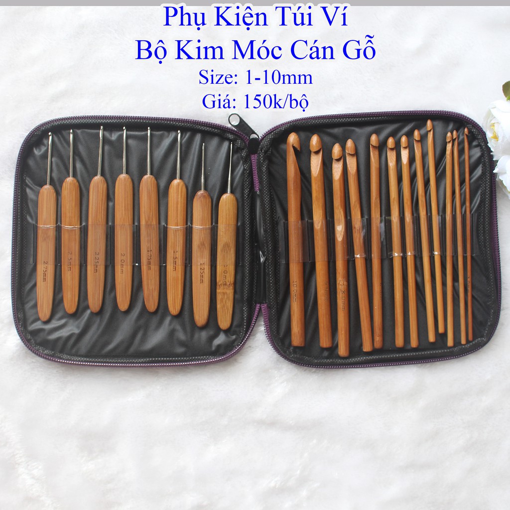 Bộ kim móc cán gỗ (giá 150k/bộ)