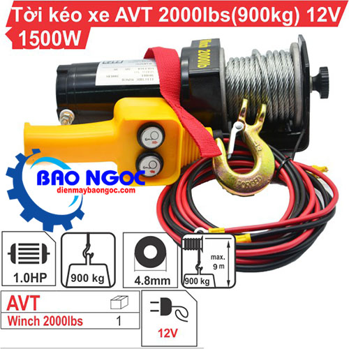 [HCM]Tời kéo xe ATV 2000LBS (12V)