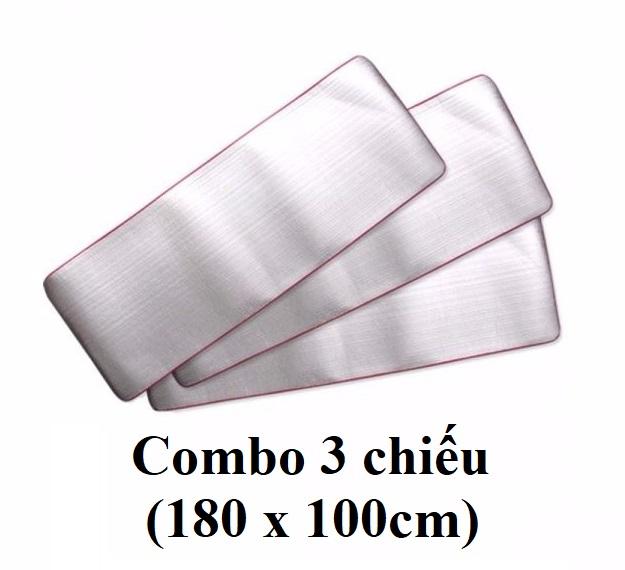 Combo 3 chiếu ngủ trưa, chiếu du lịch, thảm ngủ văn phòng gấp gọn 100cm x 180cm chất liệu mút pe 1 lớp bạc dày 2mm