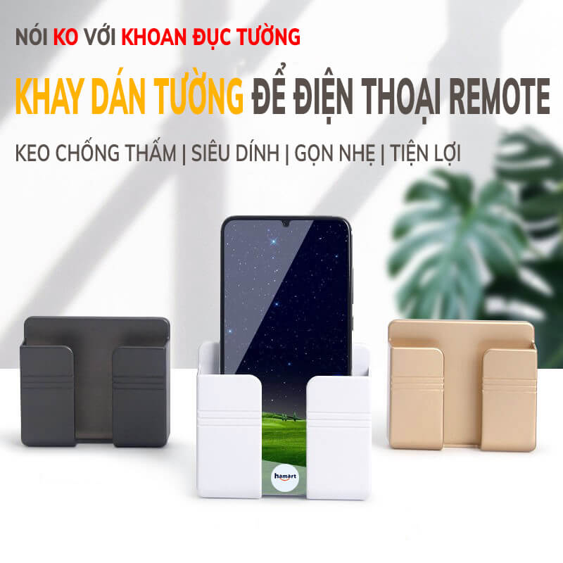 Punch-free Mobile Phone Holder Wall Mount Stand Remote Control Organizer Storage Box Charging Bedside Container Rack