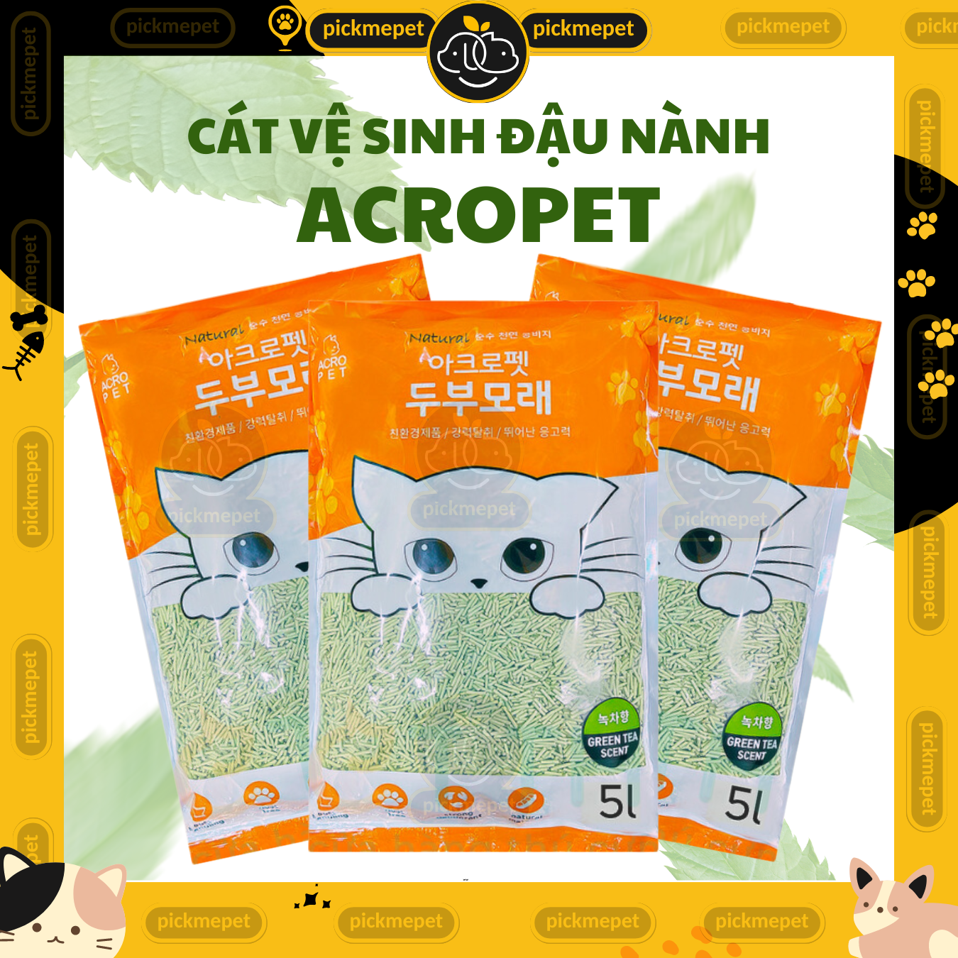 CÁT VỆ SINH ĐẬU NÀNH ACROPET 5L – CHO MÈO