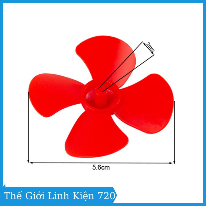 Propeller mini for motor width 56mm shaft 2mm plastic material flexible, 4 Color random