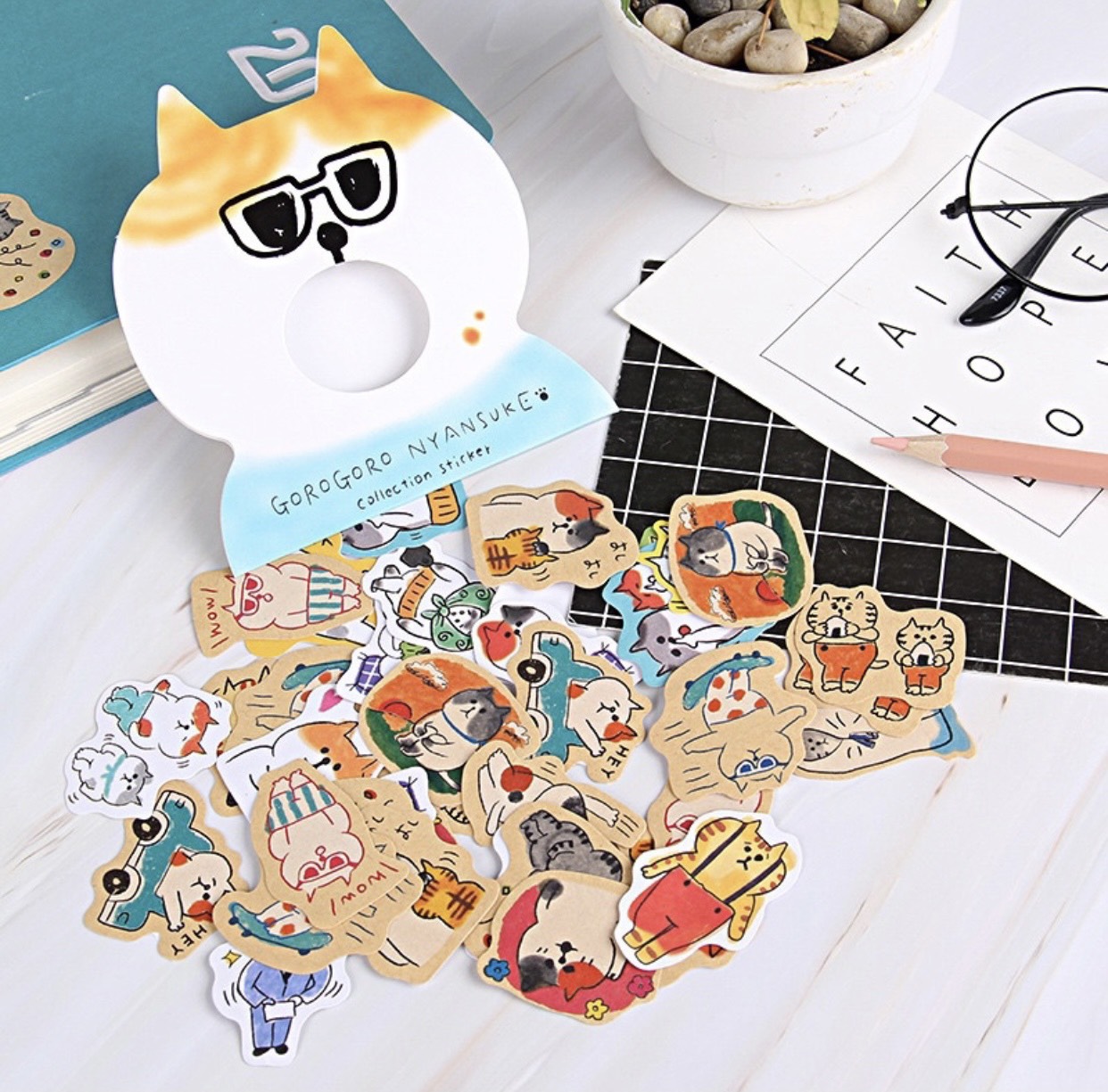 HÌNH DÁN STICKER HÌNH MÈO DỄ THƯƠNG NHIỀU MIẾNG - 30 MIẾNG