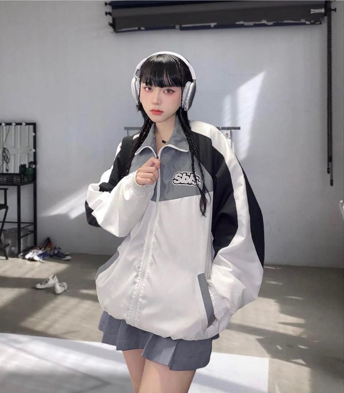 Áo khoác dù nam nữ phối 2 màu cực xinh chất vải cực mát thời trang