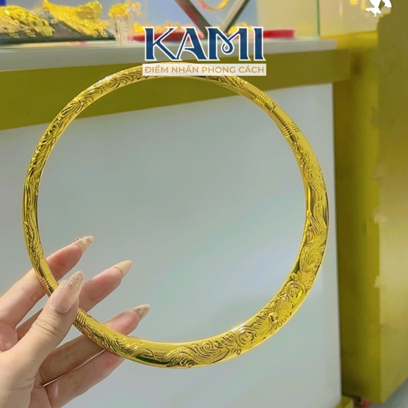[HCM]KIỀNG CỔ MẠ VÀNG CHẠM RỒNG PHƯỢNG TINH XẢO