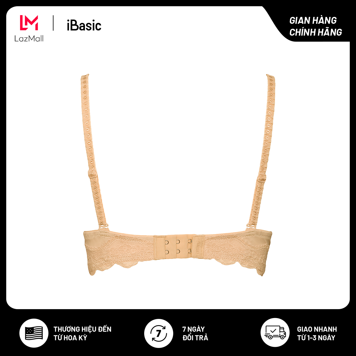 Áo ngực nữ mút dày phối ren iBasic BRAW073