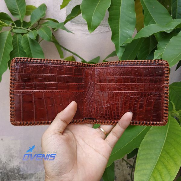 [FREE SHIP] Bóp da cá sấu khẳng định đẳng cấp [GÙ CÁ SẤU NÂU ĐỎ RẤT ĐẸP] 2 mặt da cá sấu 100%