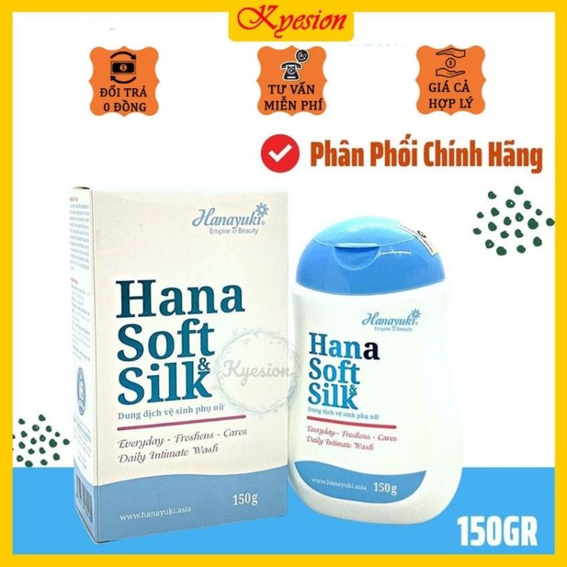 Dung dịch vệ sinh Hana Soft & Silk - Hanayuki, KYESION chiết xuất tờ 100% thiên nhiên, làm sạch dịu nhẹ, săn chắc và tạo mềm mại, hồng hào