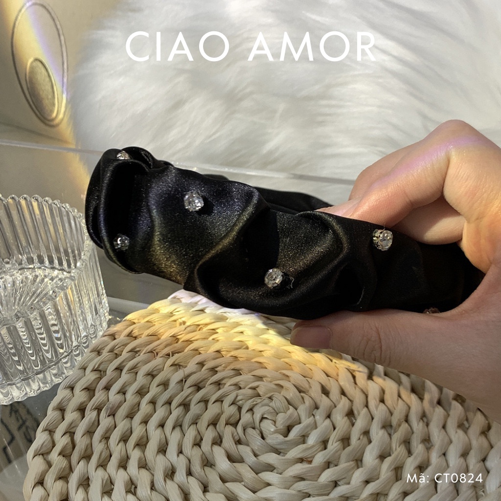 Cài tóc nữ, Bờm tóc vải lụa nhún đính đá nụ Phụ kiện tóc Ciao Amor - CT0824