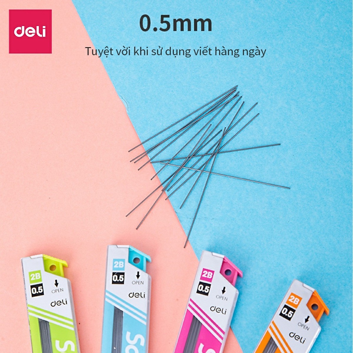 Combo 5 Ruột bút chì kim 0.5mm/0.7mm Deli, ngòi chì kim, lõi chì bấm nhỏ gọn tiện lợi phù hợp cho học sinh, văn phòng