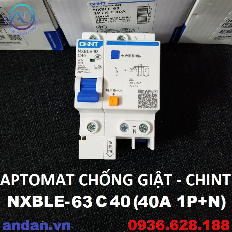 Chint - aptomat chống giật, cầu dao chống rò nxble-32 1p+n 16a 20a 25a 32a - nxble-63 1p+n 40a 63a. rcbo chint