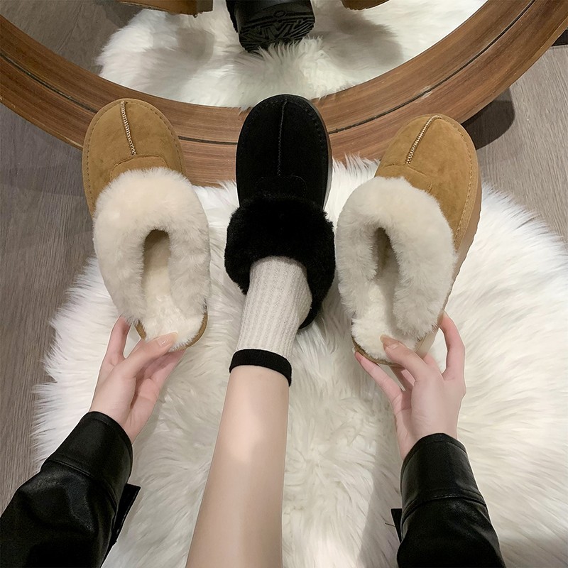 Giày Boot Lông Xù Phong Cách Hàn Quốc Thời Trang Mới Cho Nữ