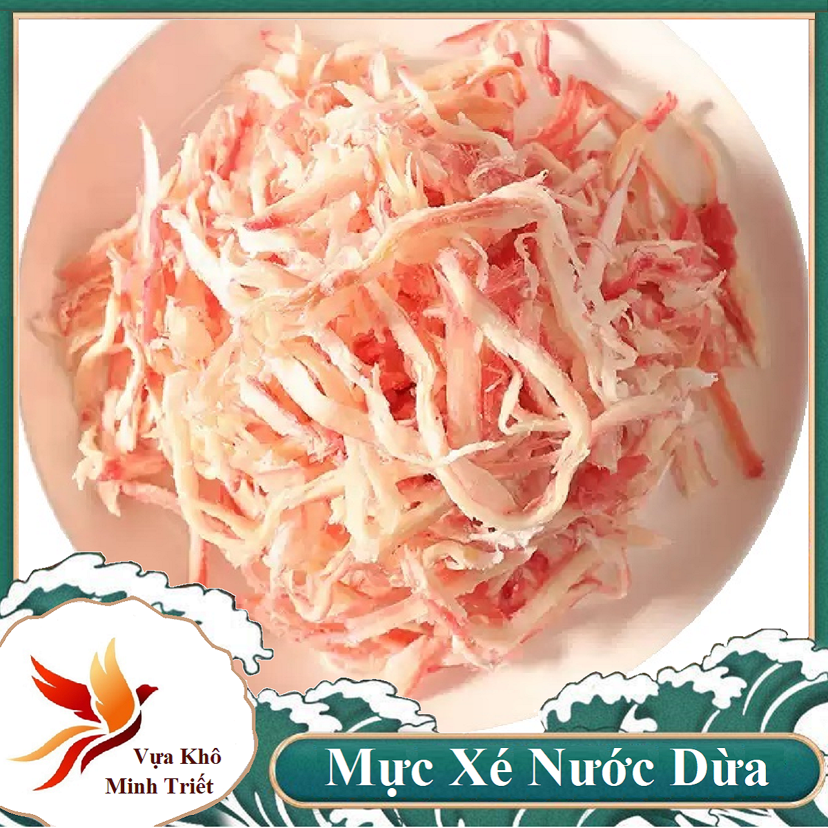 Khô mực xé sợi không tẩm gia vị, giữ nguyên được vị thơm ngọt của mực kết hợp nước dừa béo ăn vặt_Vựa Khô Minh Triết