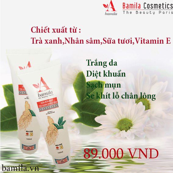 Sữa Rửa Mặt Trà Xanh Nhân Sâm 100ML Bamila