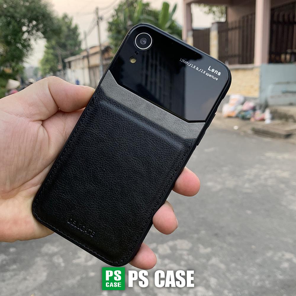 Ốp lưng da kính cao cấp dành cho iPhone XR - Màu đen - PS Case Phân Phối