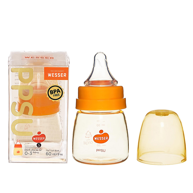 Bình Sữa Cổ Hẹp Cao Cấp PPSU WESSER (60ML - 140ML - 250ML)