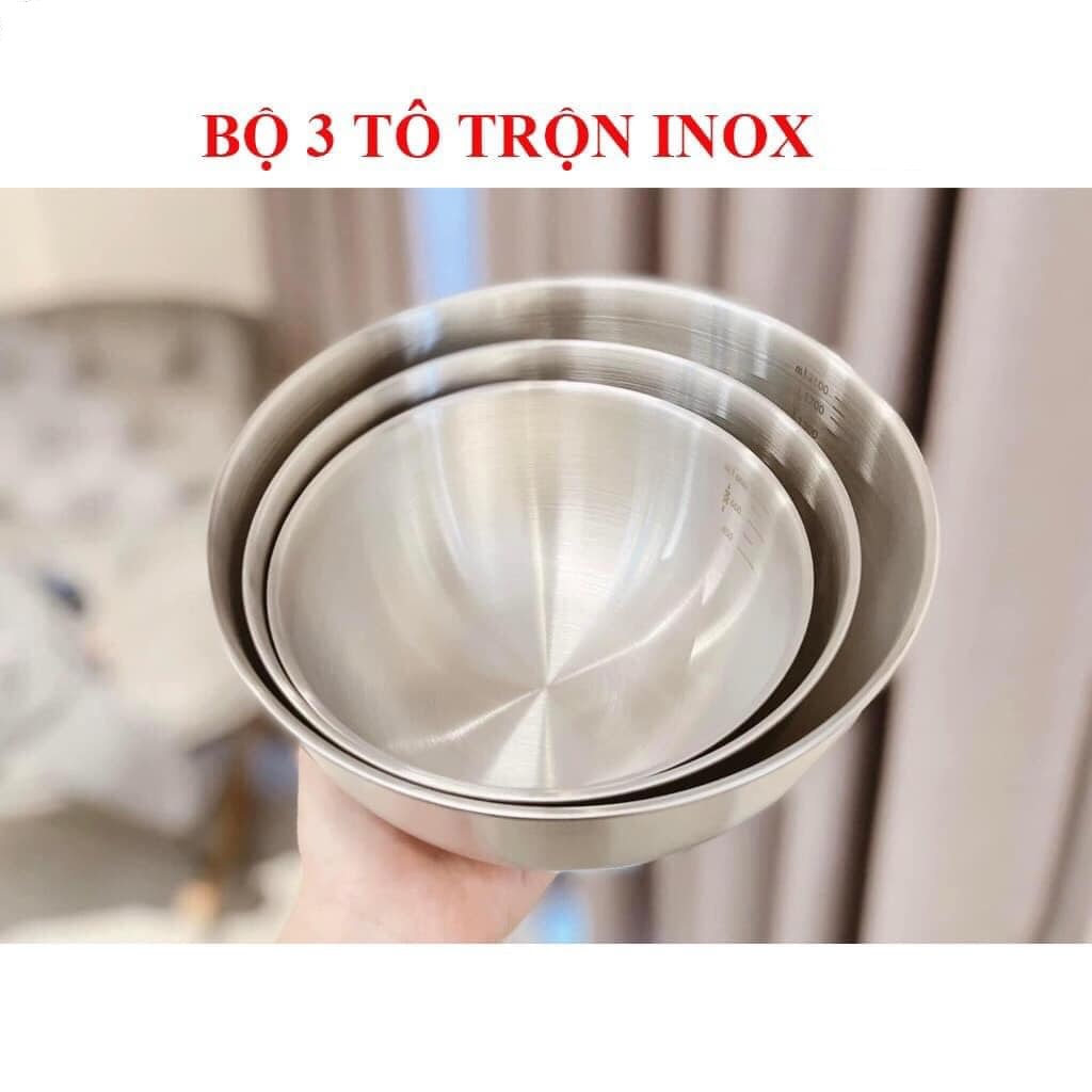 Set 3 bát Innox 3 size, có vạch chia đa chức năng