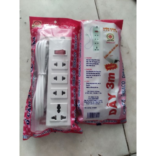 ổ cắm điện 4 lỗ dây dài 3m