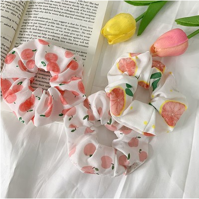 Cột Tóc Scrunchies Hoa Quả Đáng Yêu