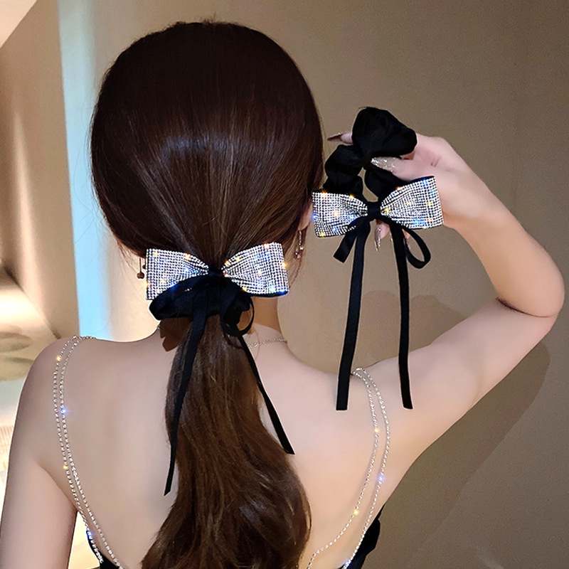 Dây Buộc Tóc Thắt Nơ Đính Đá Lấp Lánh Thời Trang Dành Cho Nữ