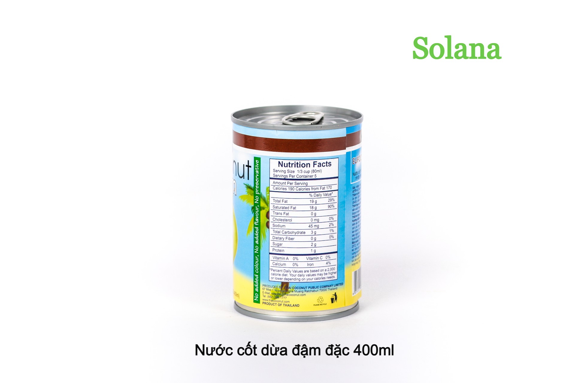 Nước cốt dừa đậm đặc 400ml nhãn hiệu Thai coco