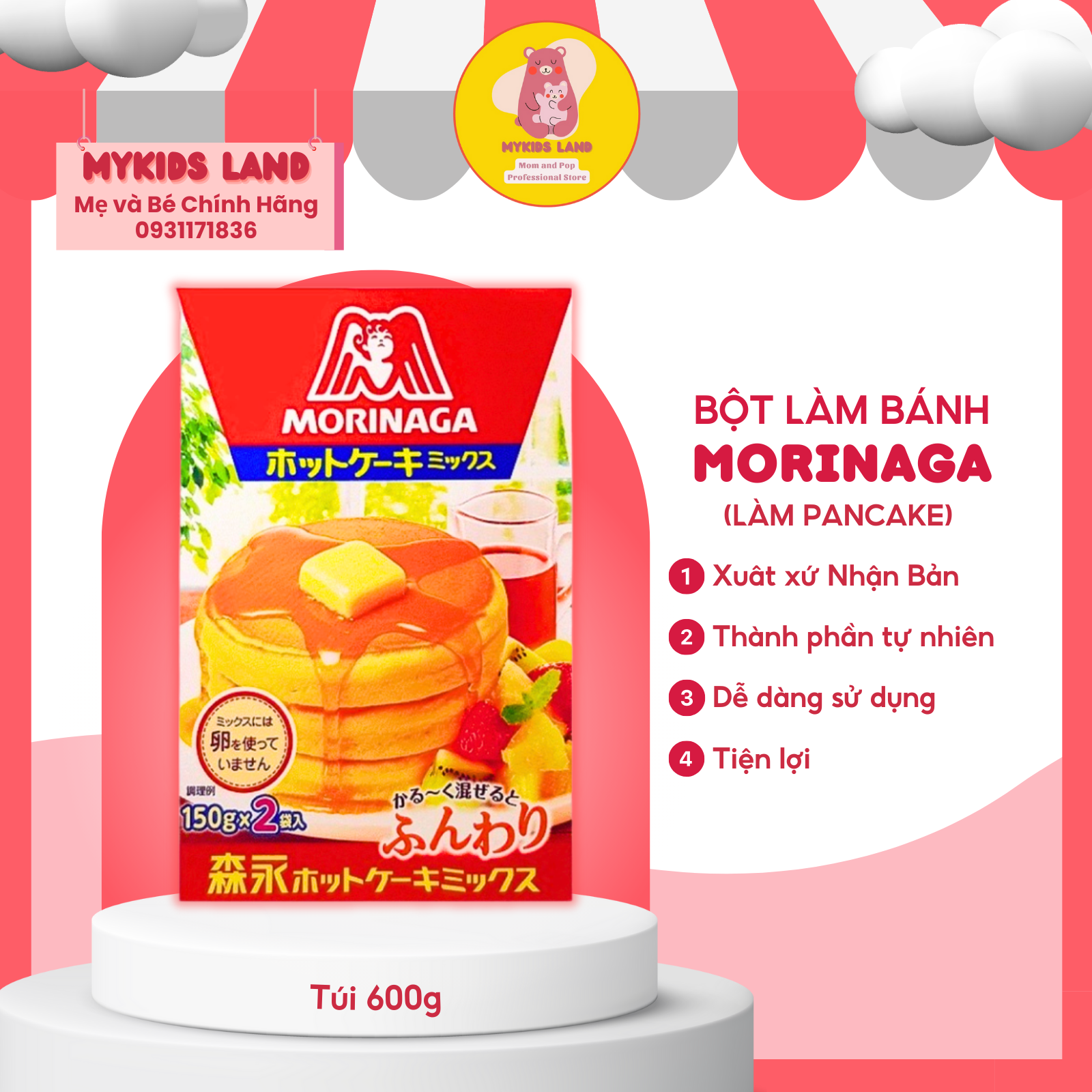 Bột làm bánh pancake morinaga hot cake nhật bản cho bé 600g