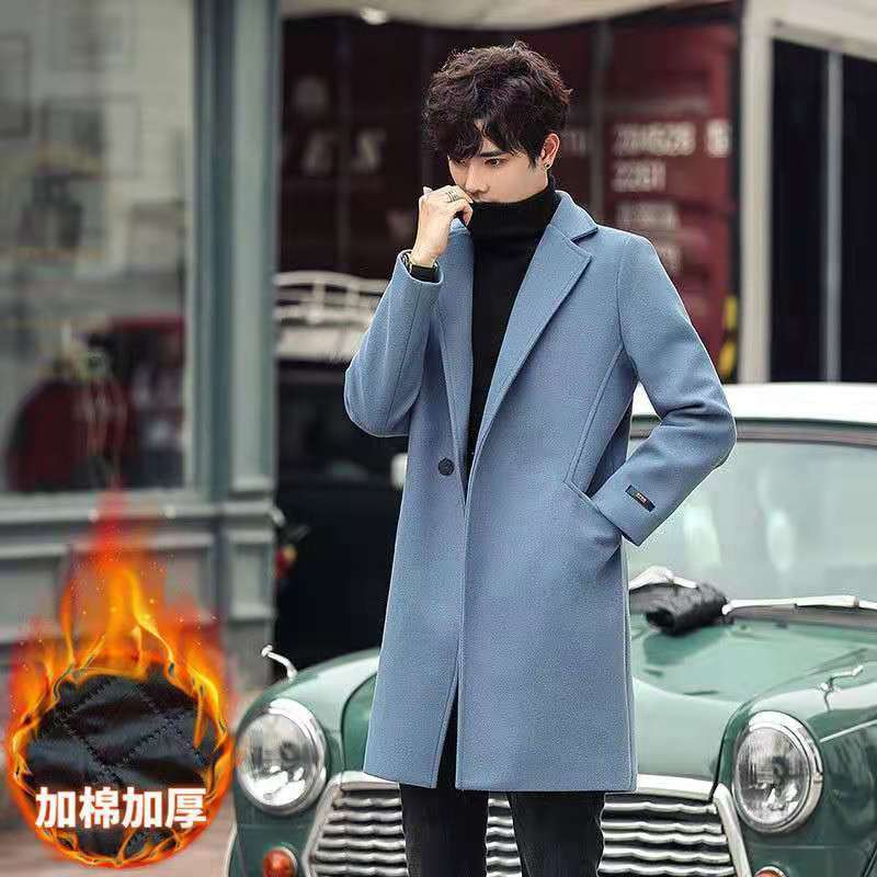 Áo khoác dạ dáng dài vừa tôn dáng phong cách hàn quốc mùa thu đông áo gió dạ áo khoác len dày dặn cotton mùa đông nam hot ●8/27▪❧
