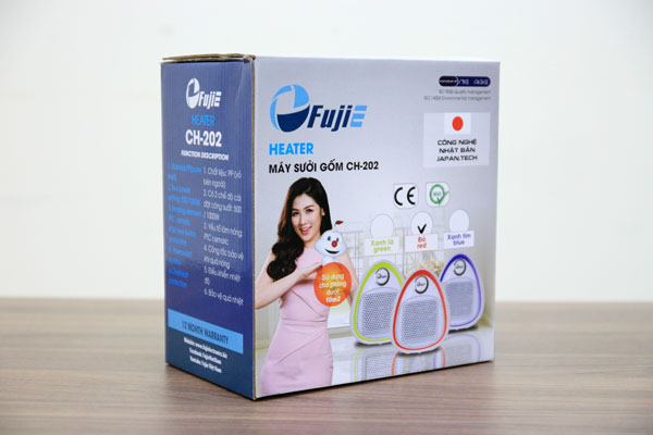 Quạt sưởi gốm Ceramic Mini FujiE CH-202 (đỏ/xanh lá/xanh dương)