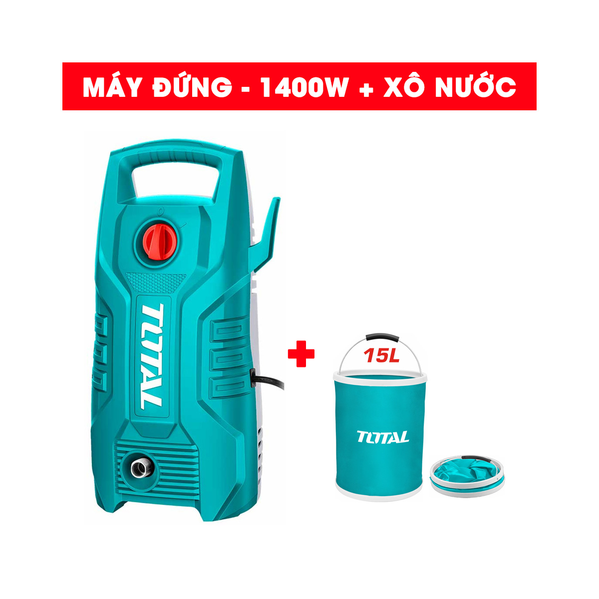 Total tgt11236 1500W copper wire brushless motor car washer 100bar high pressure car washer with 8m spray wire, accessories