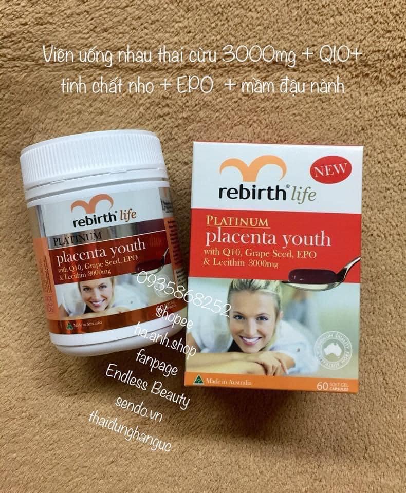 PLACENTA YOUTH 3000mg Rebirth 60 viên