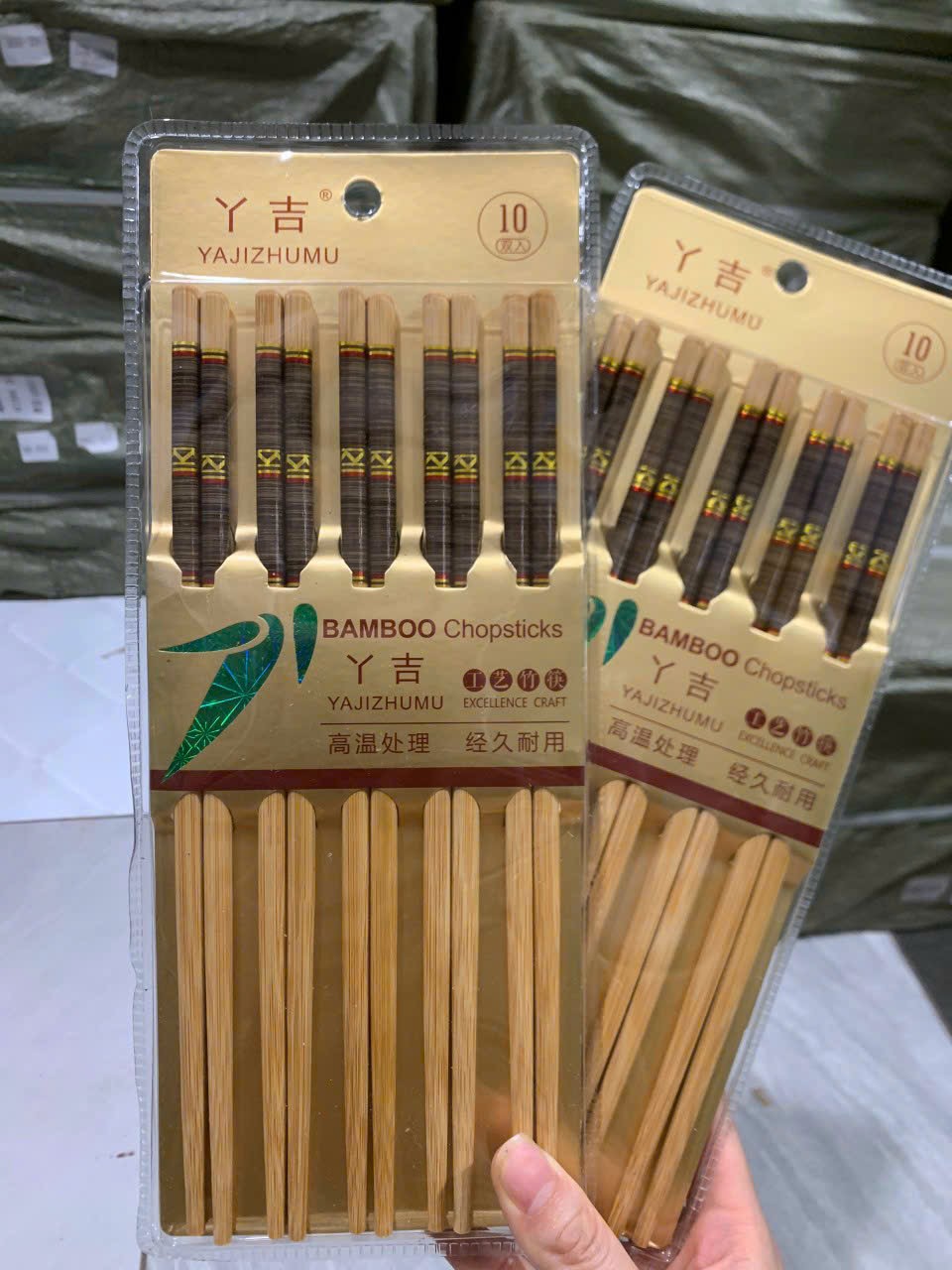 Vỉ 10 đôi đũa tre hoa văn vân đá cao cấp, đũa tre xuất nhật cao cấp chống mốc, an toàn vệ sinh