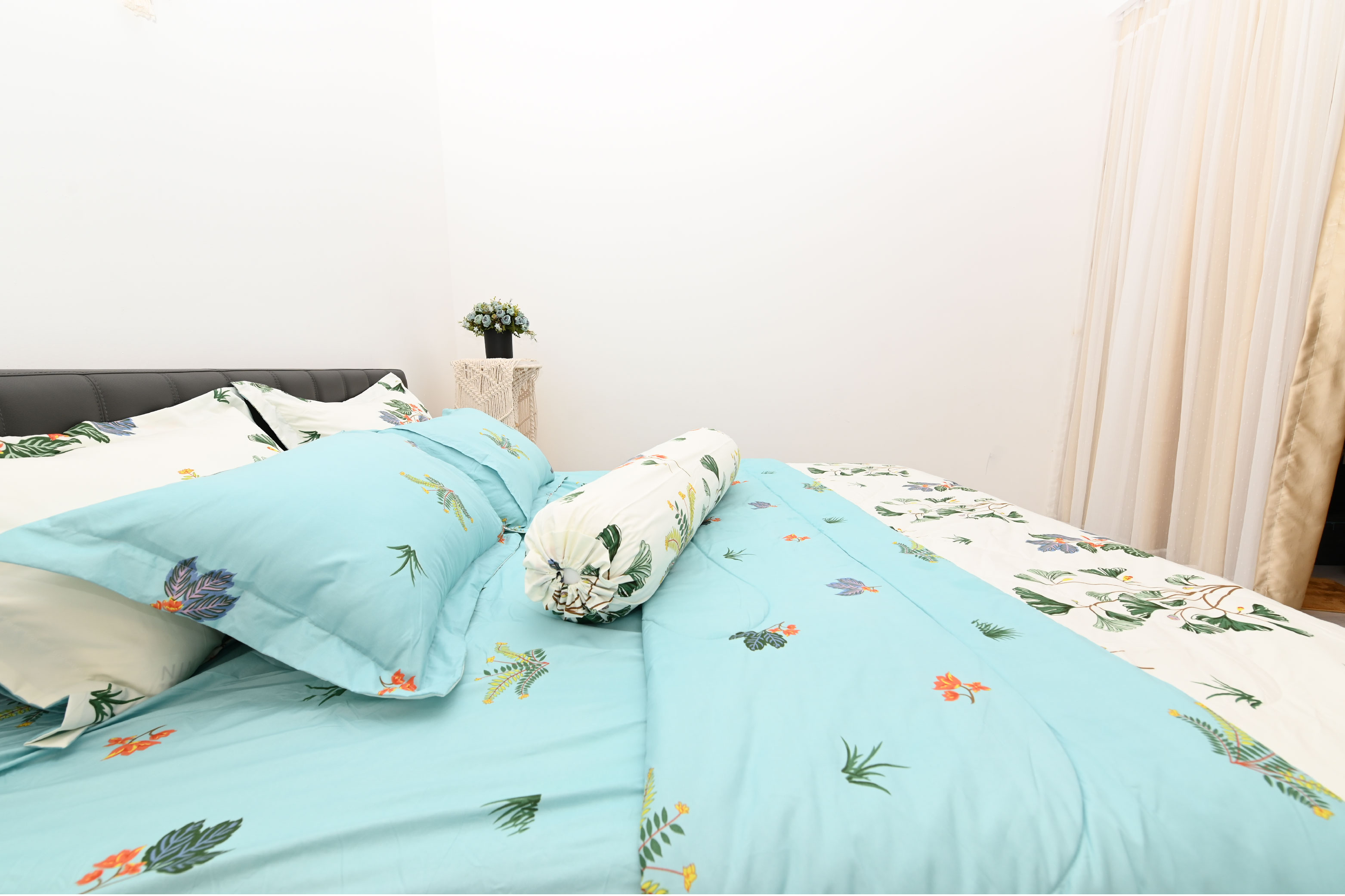 Bộ 5 món drap, áo gối kèm mền Stefani - ST200049 - Bộ chăn ga gối cotton 1m6x2m, 1m8x2m