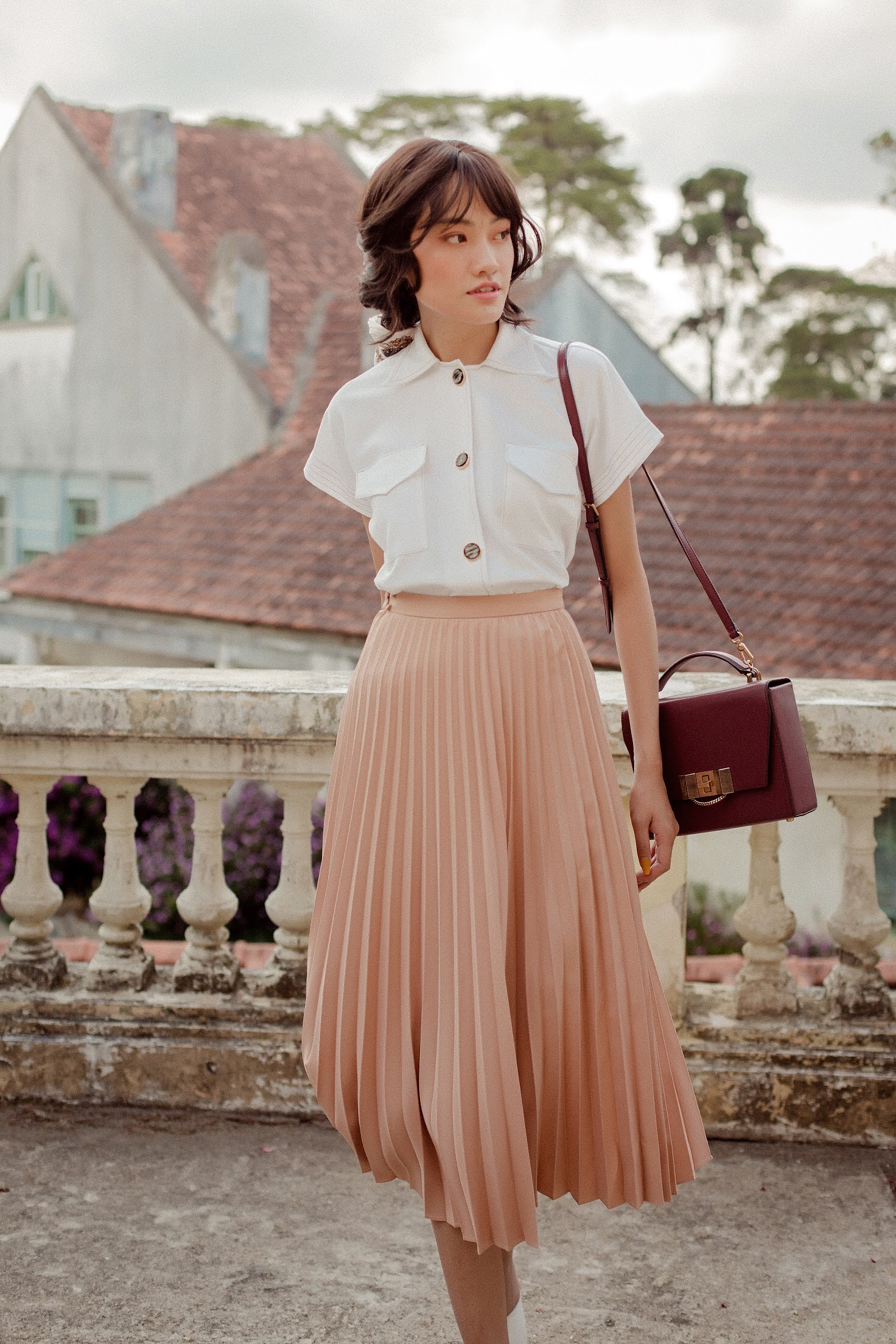 CLOTHESRACK - Chân váy lụa dập ly