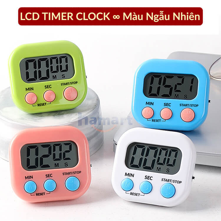 Đồng Hồ Bấm Giờ Học Tập Đếm Ngược 99' Hẹn Giờ Nấu Ăn Hút Nam Châm 4 Màu TẶNG Pin 3A
