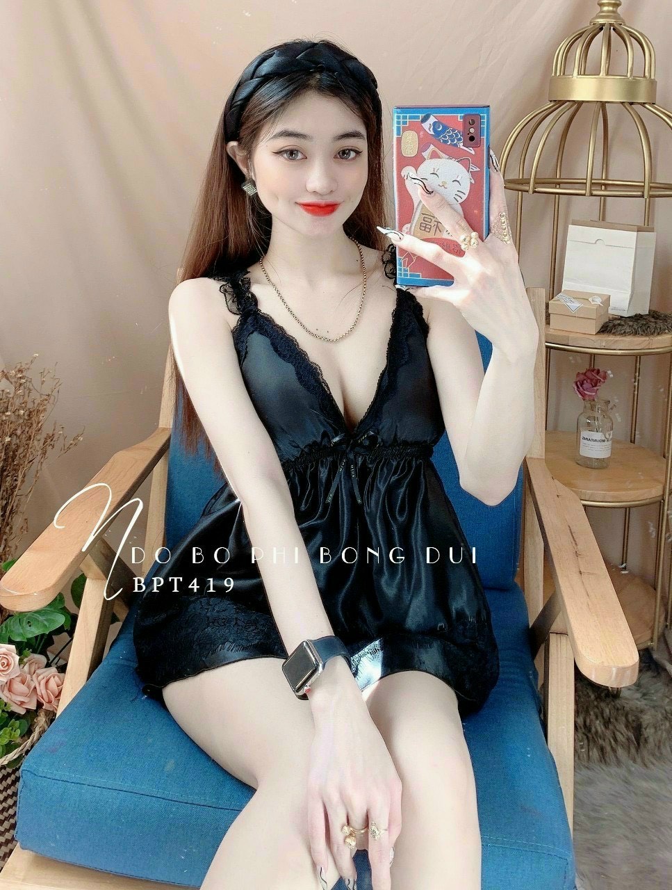 Set Bộ Ngủ Mặc Nhà Phối Ren Sexy Có Mút Ngực Vải Phi Bóng Mềm Mại Freesize Dưới 57KG Đồ Ngủ Sexy Có Mút Quyến Rũ Vải Phi Bóng Mềm Mịn