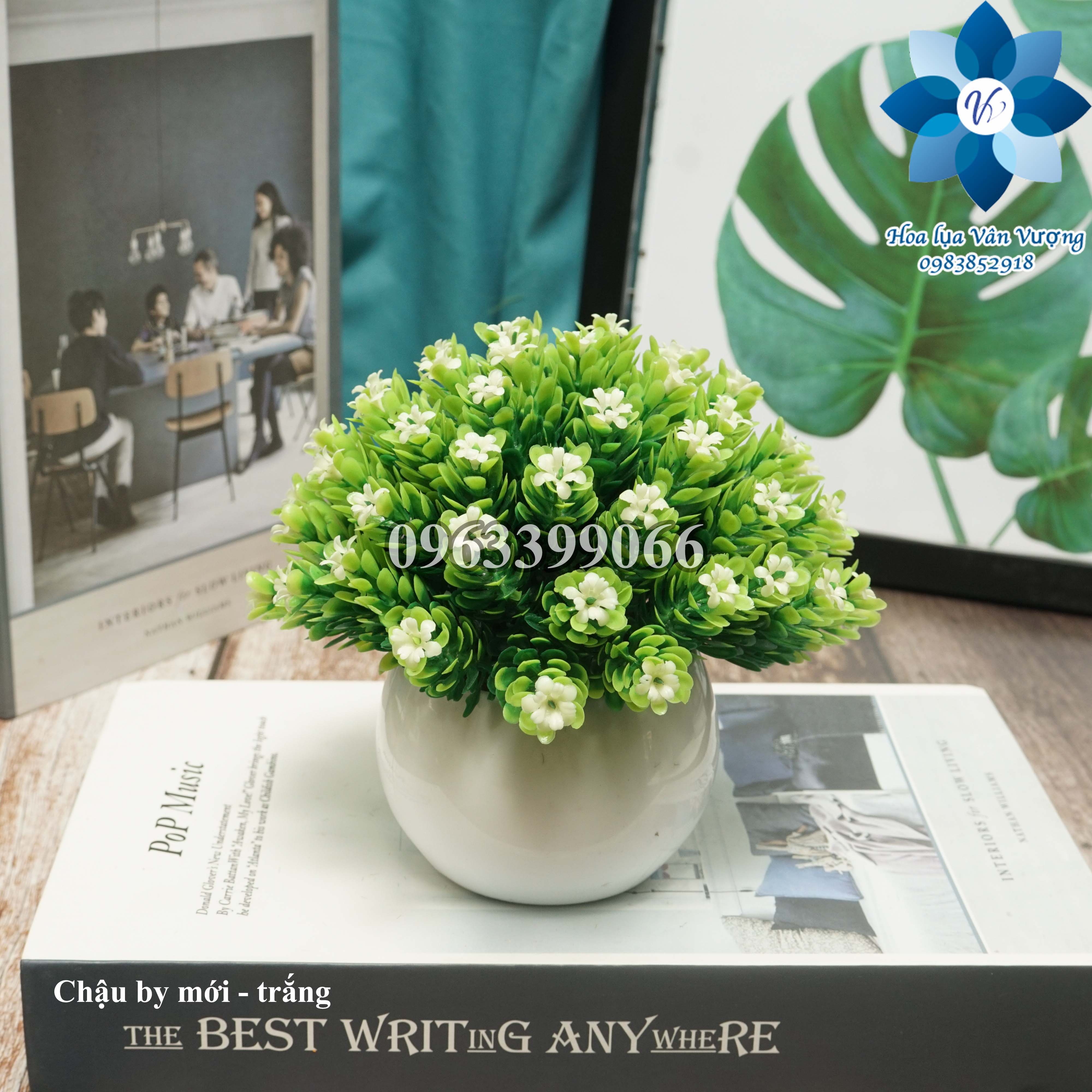 Hoa Lụa Để Bàn, Chậu Hoa Giả Trang Trí Chậu By