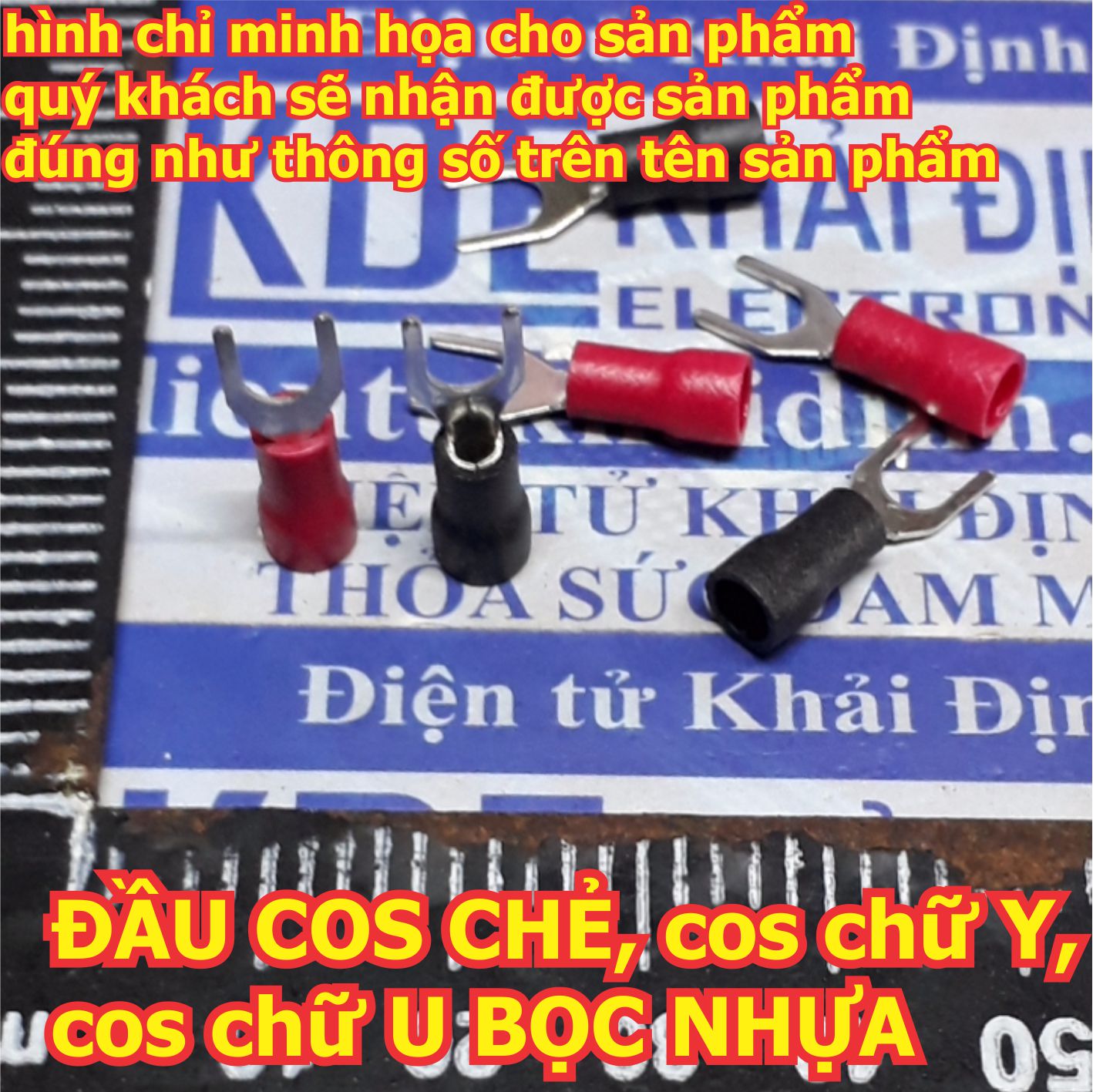 ĐẦU COS CHẺ, cos chữ Y, cos chữ U BỌC NHỰA SV1.25 3U 4U 5U (gói combo 100c) kde2101