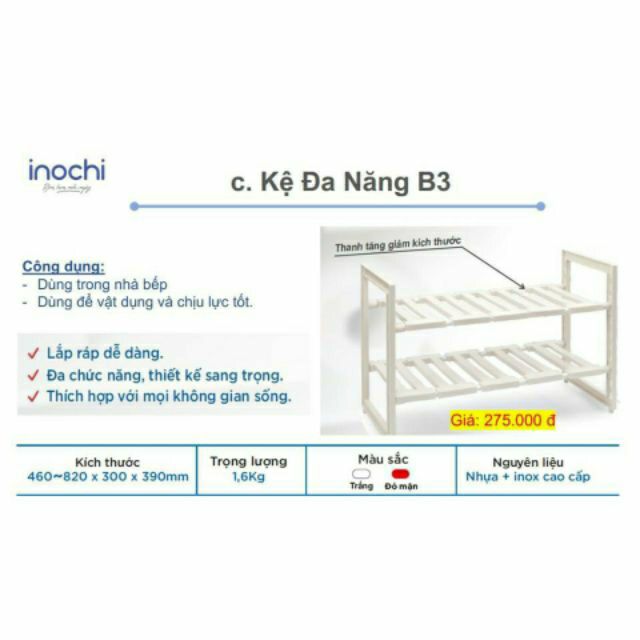 Kệ Gầm Bếp Đa Năng 2 Tầng Inochi