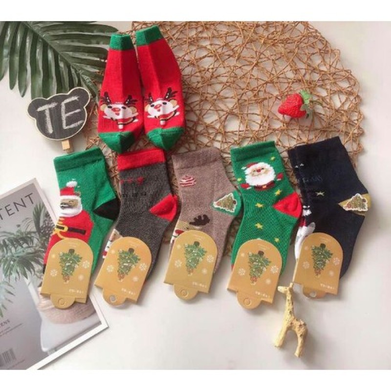 SET 5 ĐÔI TẤT NOEL CHO BÉ SIÊU HOT, VỚ NOEL CHO BÉ, TẤT NOEL CHO BÉ AS