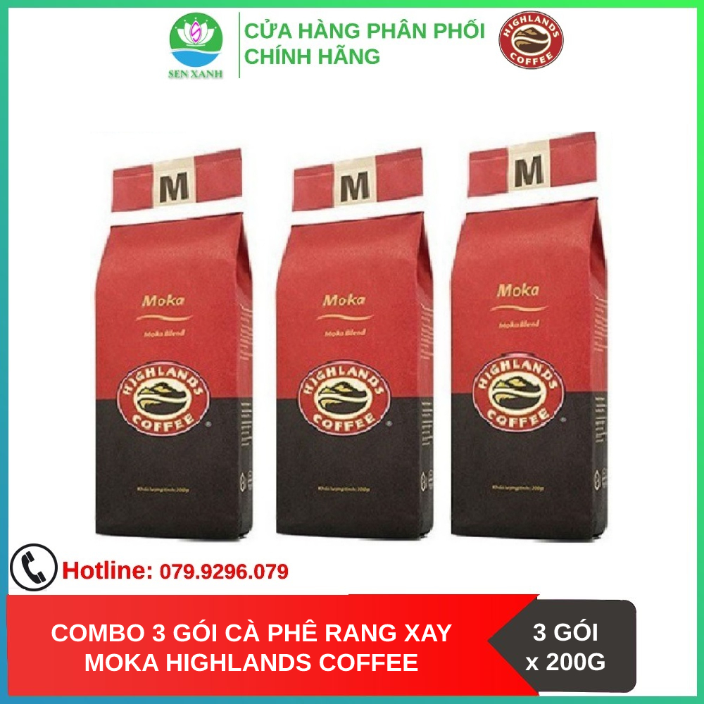 [SenXanh CAFE] Combo 3 gói Cà phê Rang xay Moka Highlands Coffee 200g