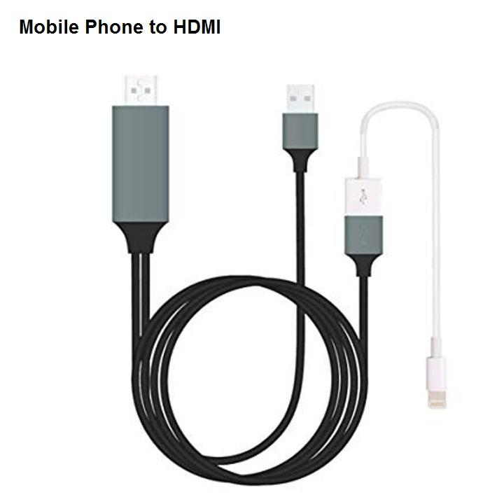 Cáp HDMI từ điện thoại ra Tivi đa năng hỗ trợ lightning-micro-typeC