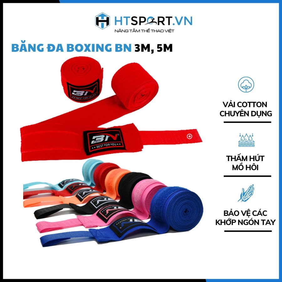 [HCM]Băng Đa Boxing Võ Thuật BN 3m 5m - Dây Quấn Tay Tán Thủ Muay Thái Handraps Boxing (1 cặp)