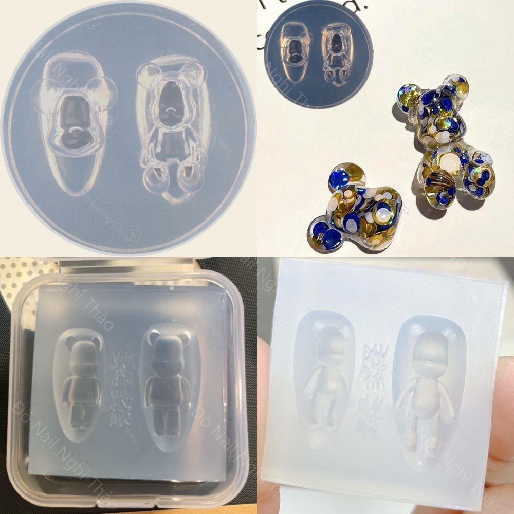 Khuôn silicon nail gấu bearbrick