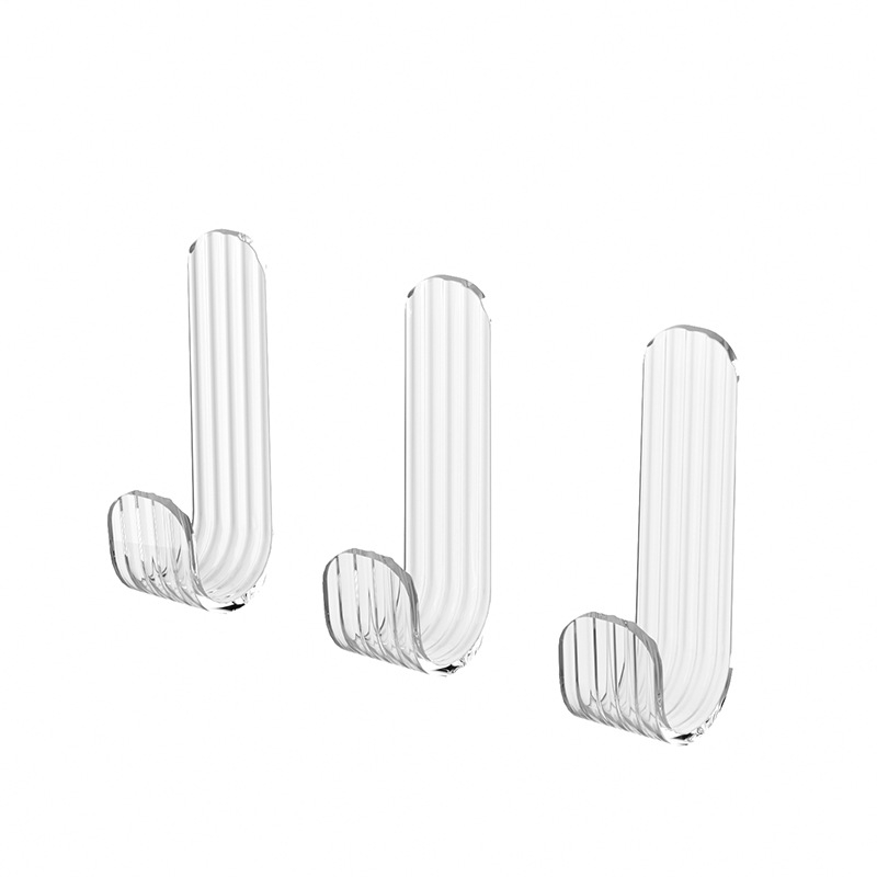 Clear J shaped hanger hook, wall sticker hanger, lock splitter hook