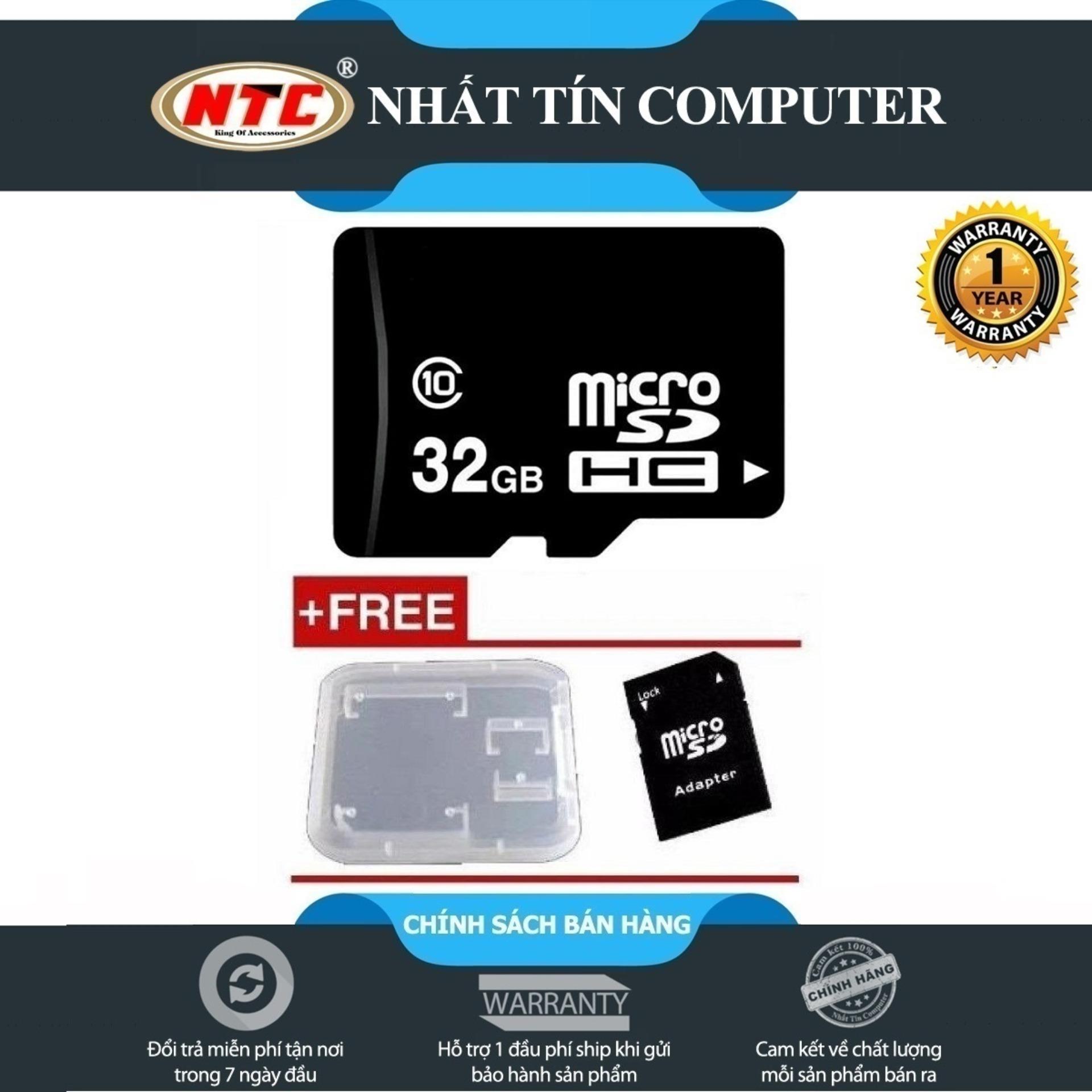 Thẻ nhớ microSDHC NTC 32GB Class 10 (Đen) + Tặng adapter và hộp thẻ
