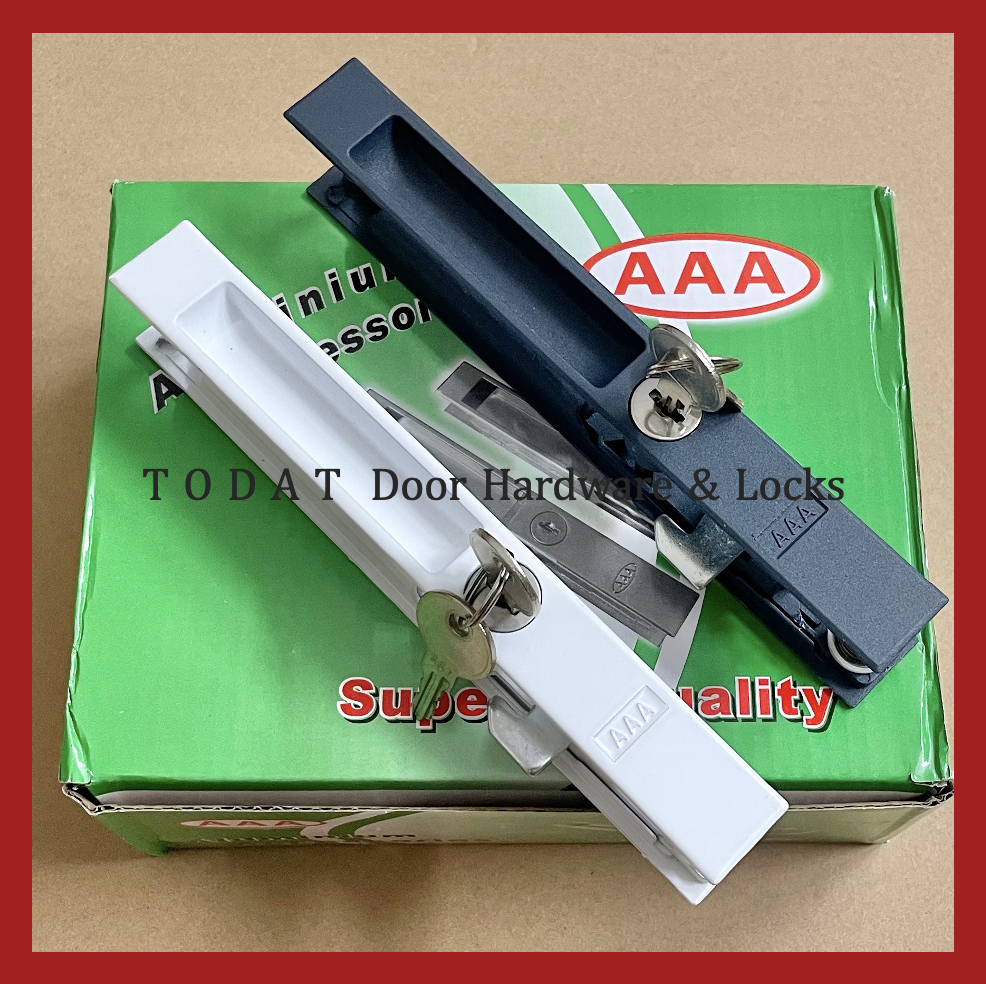 [AAA] Khoá Lùa cửa nhôm tay âm liền (Trắng sữa, Xám đậm, Bạc)