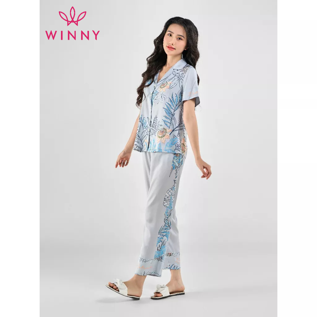 WINNY - Bộ đồ lụa cộc tay quần dài mặc nhà 1MNSA23130D