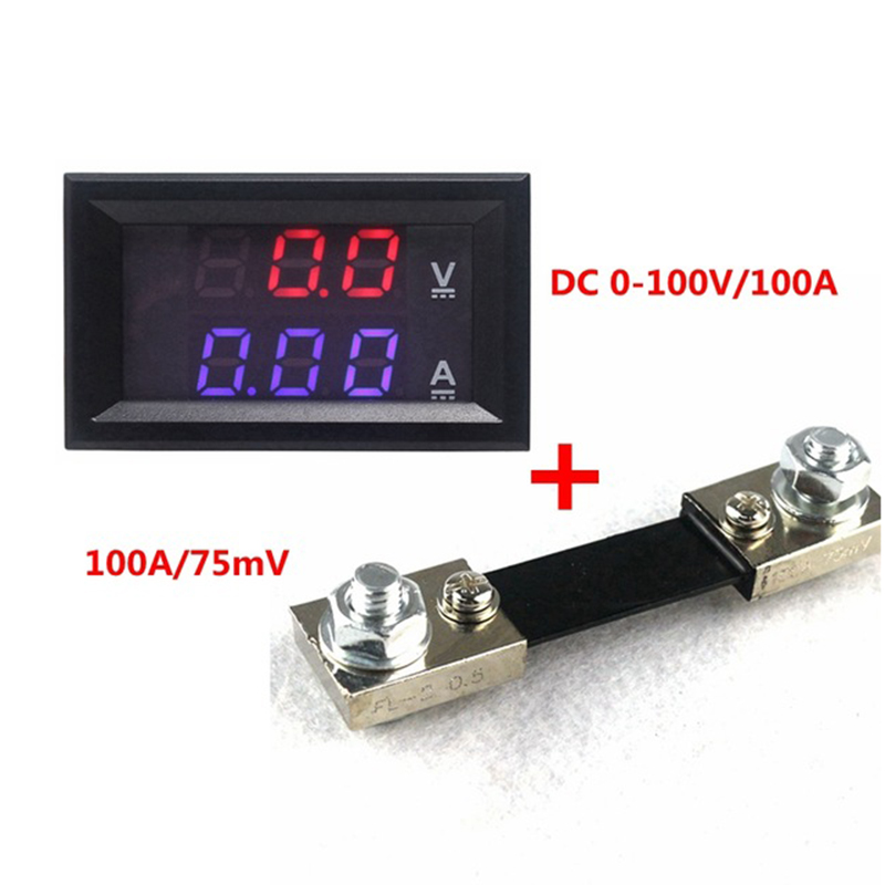 Ampe Kế Vôn Kế Kỹ Thuật Số DC 0-100V 10A 50A 100A Hiển Thị Thời Gian Kép Vôn Kế Hiện Tại Meter Bảng Điều Chỉnh Amp Vôn Kế